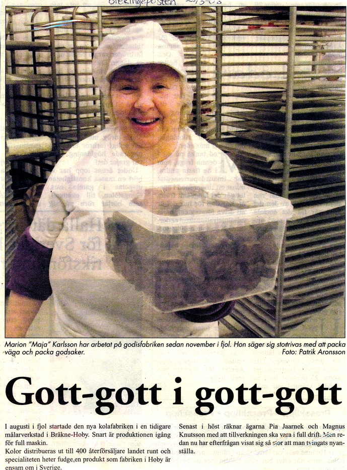Pressklipp från Blekingeposten, 28 mars 2008