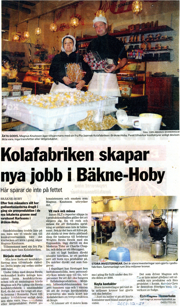 Pressklipp från 27 december 2007