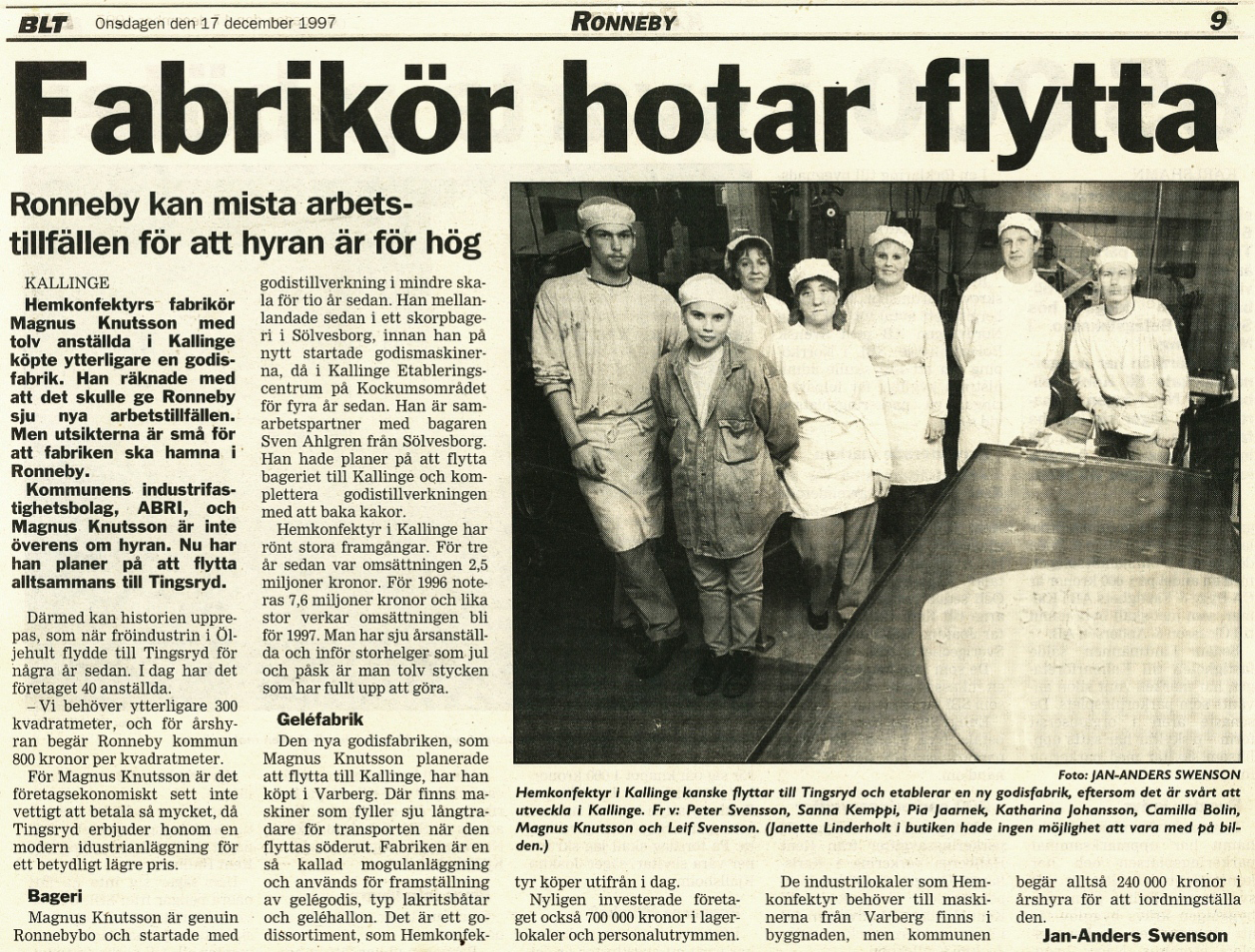 Pressklipp från Sydöstran, 19 maj 1998